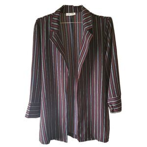 Must Have Open Front Striped Collared Lightweight Blouse